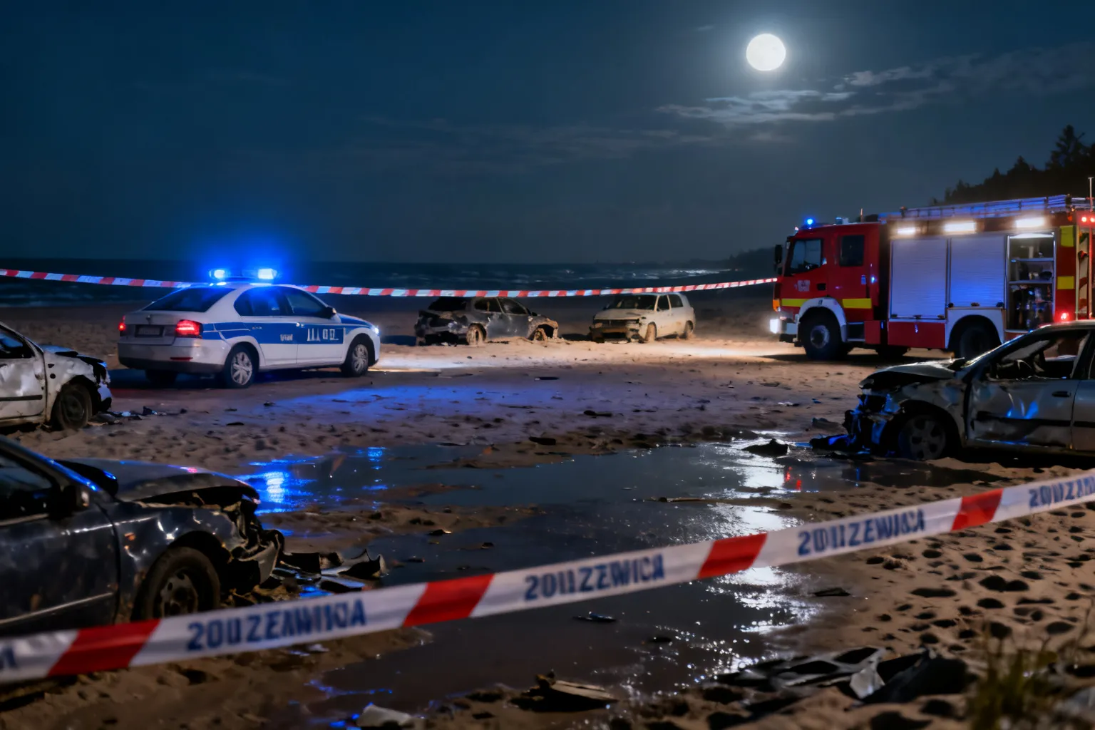 Nietrzeźwy kierowca uszkodził 10 pojazdów na plaży w Rzeczycach