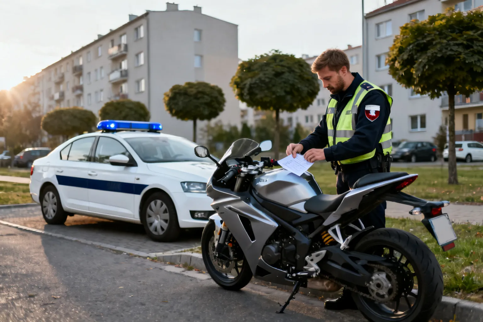 Motocyklista ukarany za jazdę na jednym kole na parkingu w Gliwicach