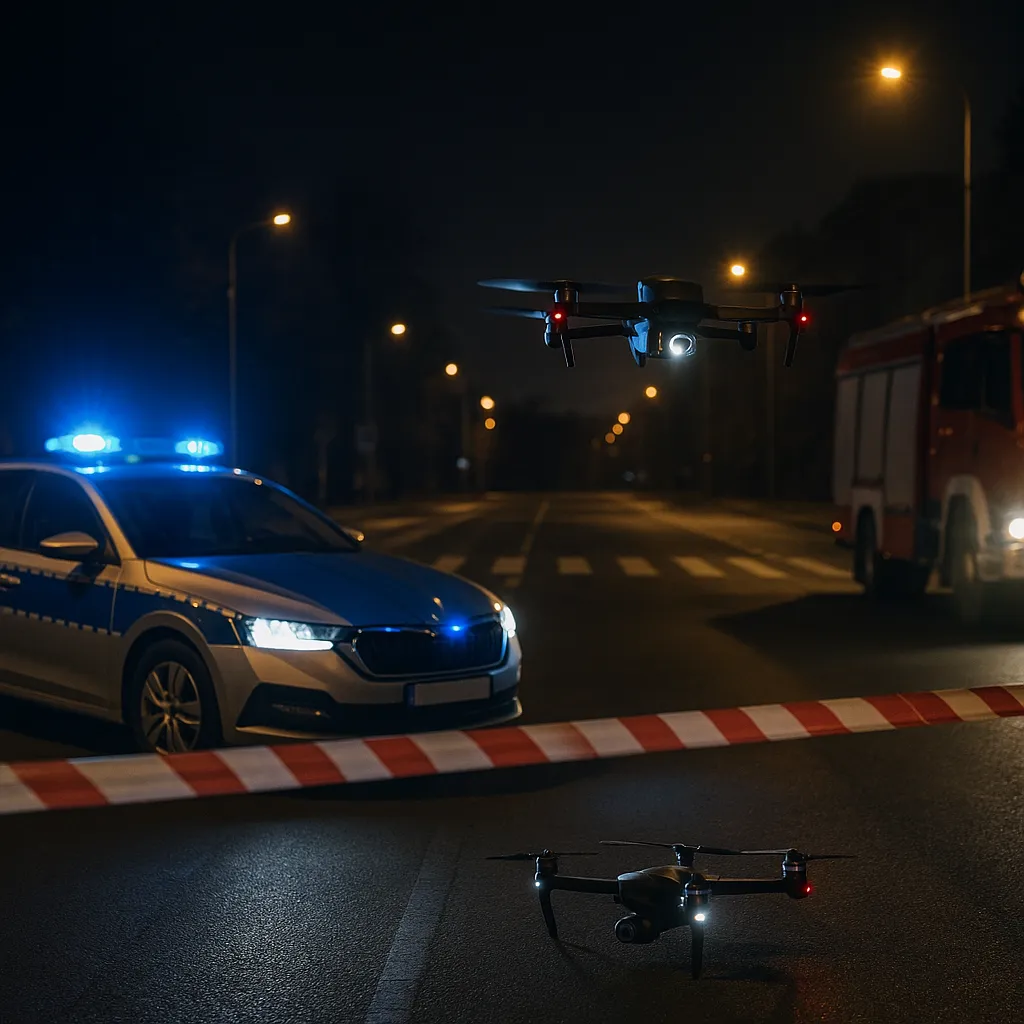Dron policyjny monitorował przejścia dla pieszych w Bielsku-Białej